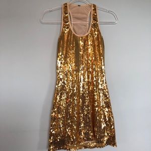 Gold Sequins Racerback Mini Dress XS